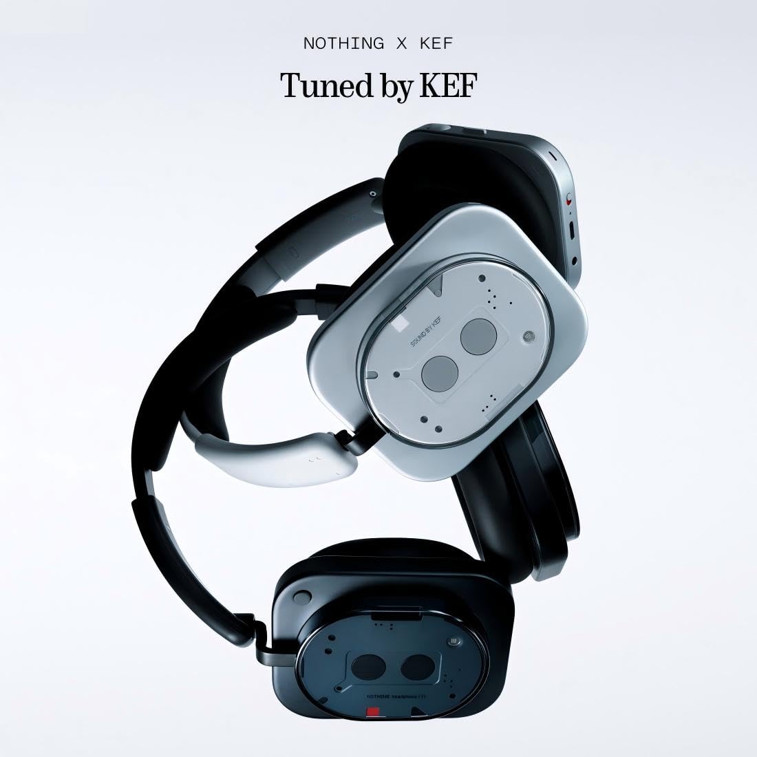 Nothing Headphone (1) Hybrid Active Noise Cancelling Headphones, Wireless Over Ear Headphones with 6 MICS, Personalized Spatial Audio, Tuning by KEF, Up to 80 Hours Playtime, Bluetooth Headset White