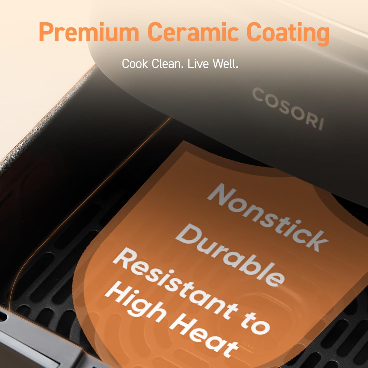 COSORI Air Fryer 9-in-1, Compact & Large 6-Qt, Premium Ceramic Coating, 90ā450°F Precise Heat for Even Results, Up to 95% Less Oil*, Roast, Bake, Dry, Reheat, Frozen, Broil, Proof, 120V, TurboBlaze