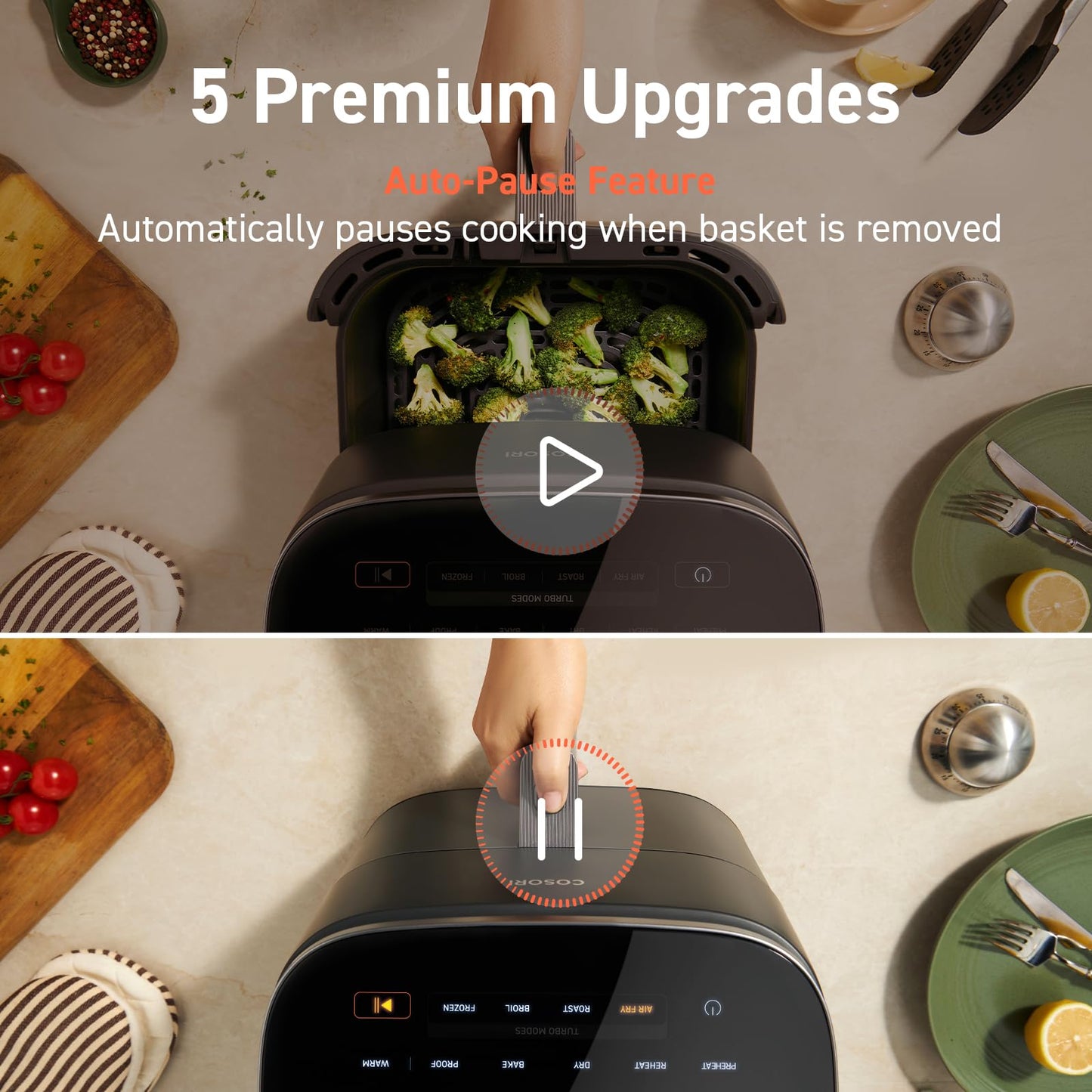 COSORI Air Fryer 9-in-1, Compact & Large 6-Qt, Premium Ceramic Coating, 90ā450°F Precise Heat for Even Results, Up to 95% Less Oil*, Roast, Bake, Dry, Reheat, Frozen, Broil, Proof, 120V, TurboBlaze