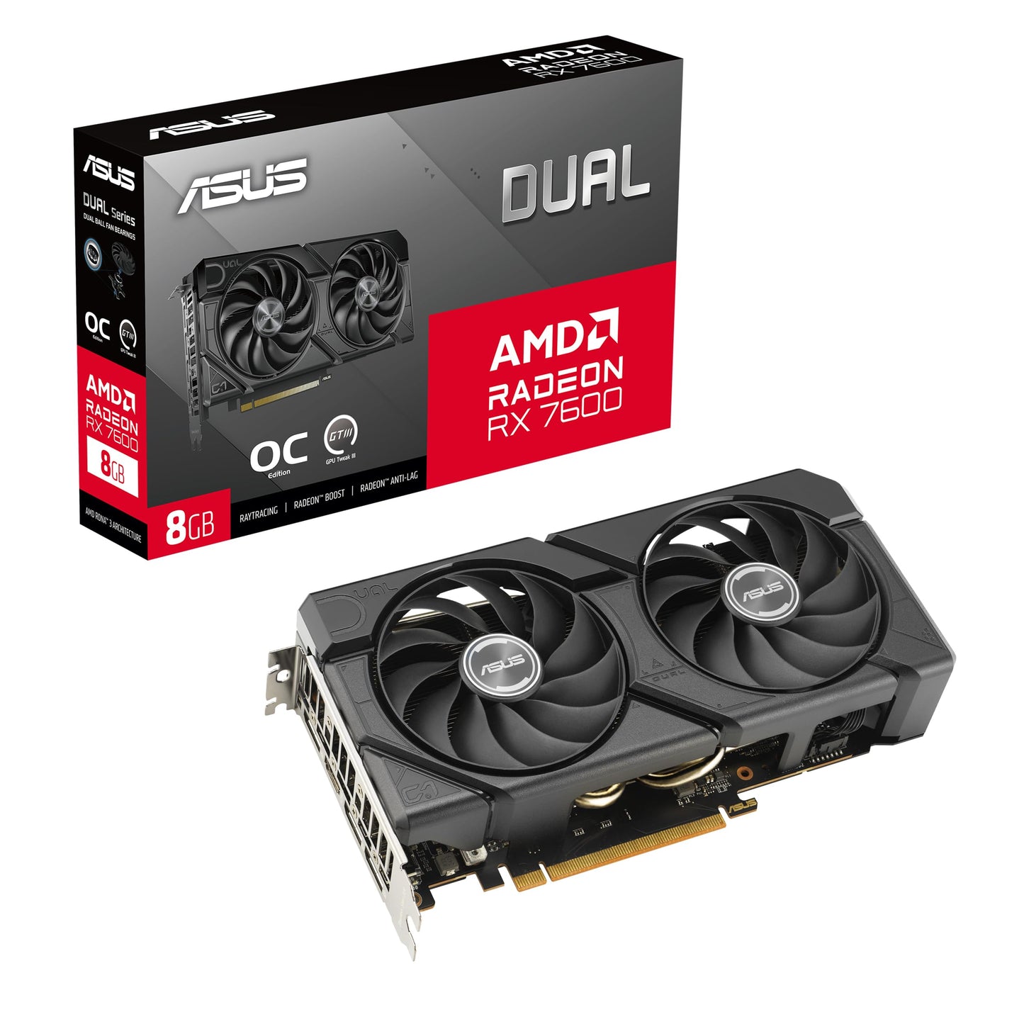 ASUS Dual RX 7600 XT OC – 16GB GDDR6 Gaming Graphics Card