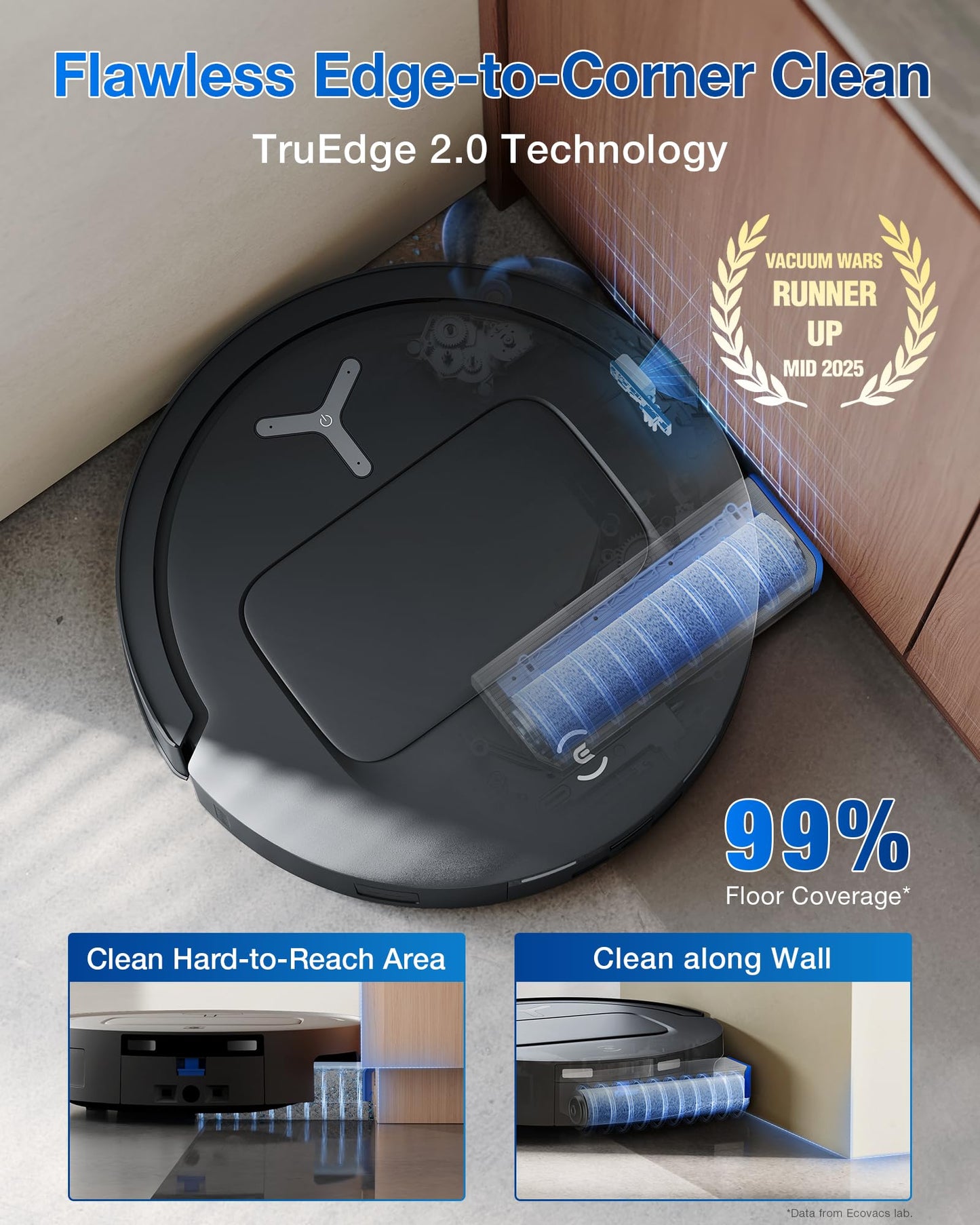ECOVACS DEEBOT T80 Omni Robot Vacuum and Mop, 18,000Pa Suction, OZMO™ Roller Real-Time Mop Washing, Self-Emptying, Hot Air Drying, AI Navigation, Anti-Tangle Brush, for Pets, Carpets & Hard Floors