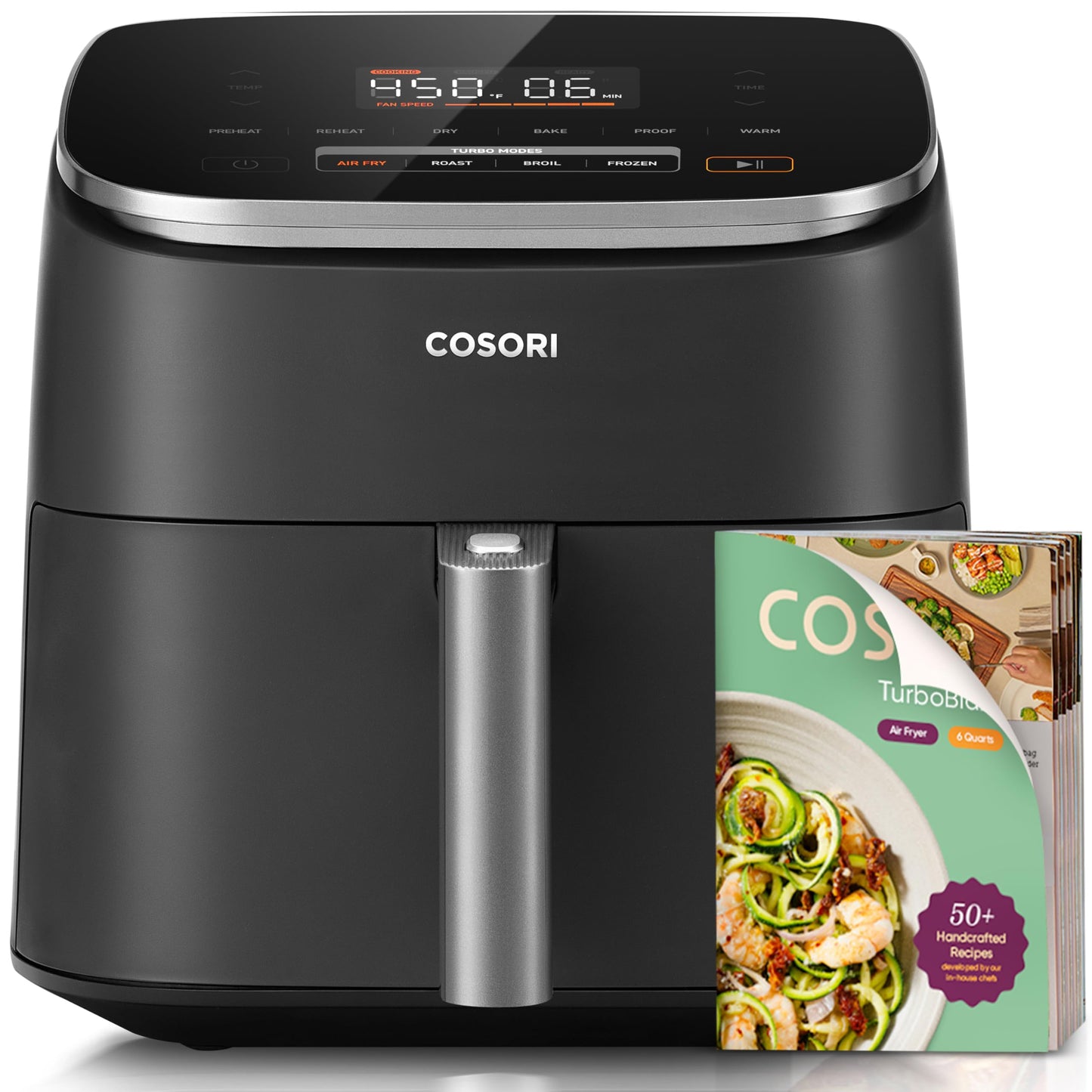 COSORI Air Fryer 9-in-1, Compact & Large 6-Qt, Premium Ceramic Coating, 90ā450°F Precise Heat for Even Results, Up to 95% Less Oil*, Roast, Bake, Dry, Reheat, Frozen, Broil, Proof, 120V, TurboBlaze